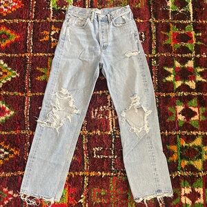 Agolde Light Blue Distressed Boyfriend Jeans